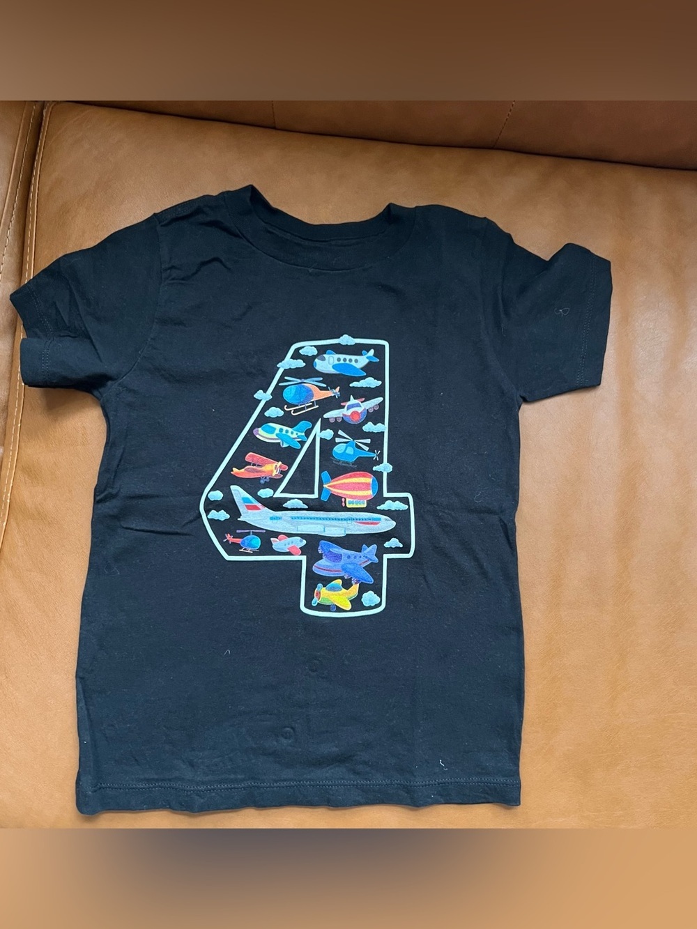 Kids Boys 4th Birthday Airplane Graphic Tee Sz 4T Cotton